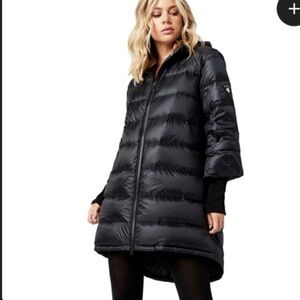 Alp N Rock Black Down Puffer Coat Hooded Long Jacket Sm